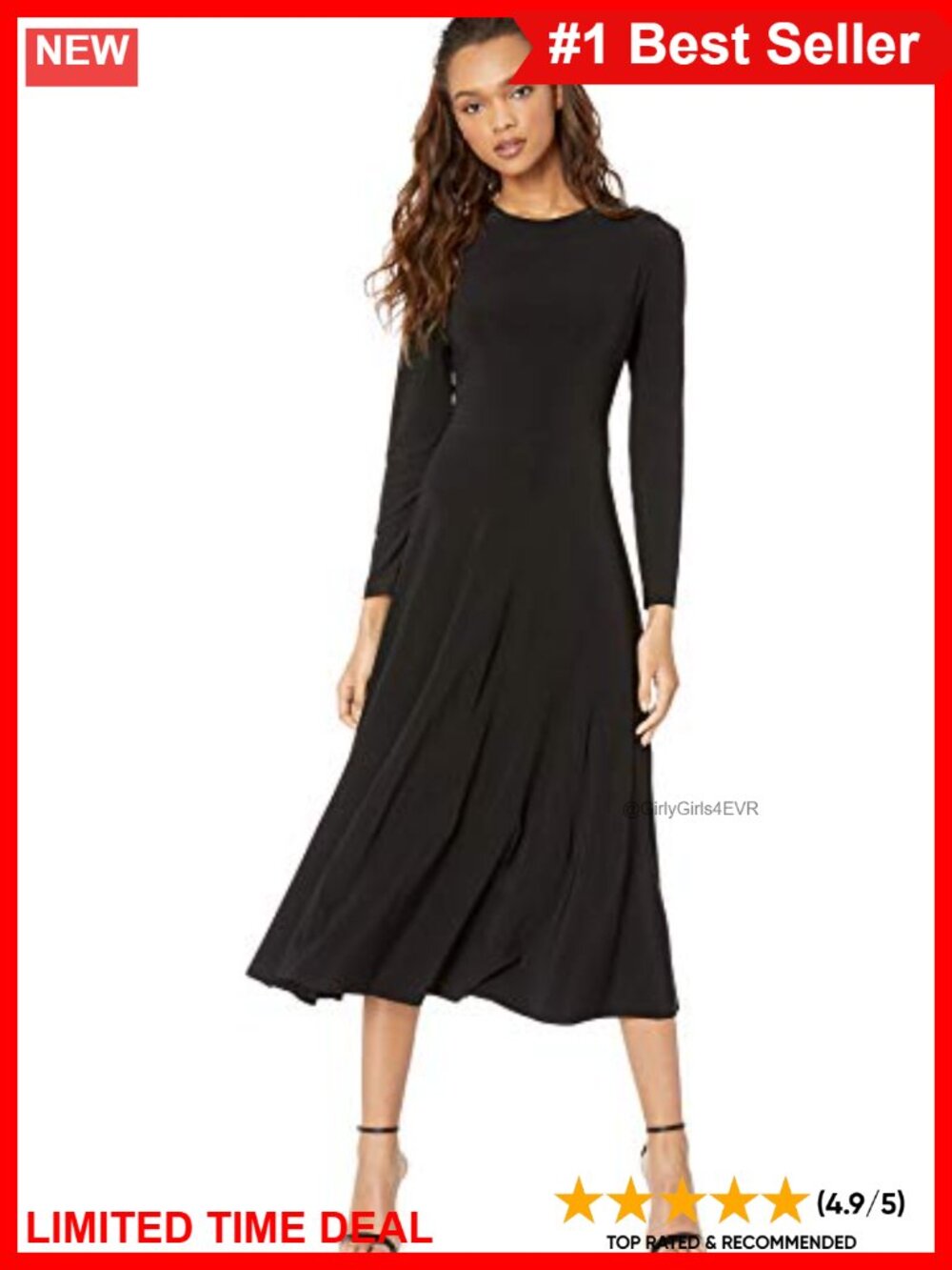 Norma Kamali Long Sleeve Flared Dress Matte Stretch Jersey A-line